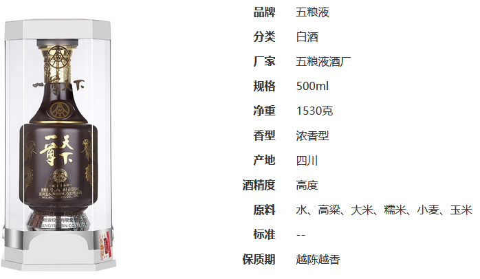 2021一尊天下珍品30多錢一瓶 五糧液一尊天下珍品30價格