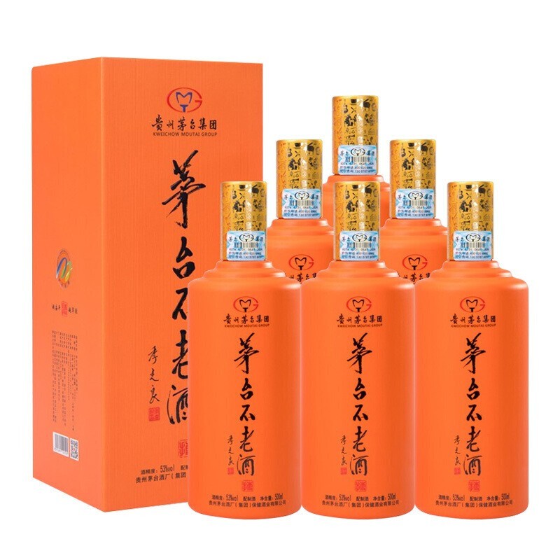 茅台不老酒 博黄 53度白酒 500ml*6