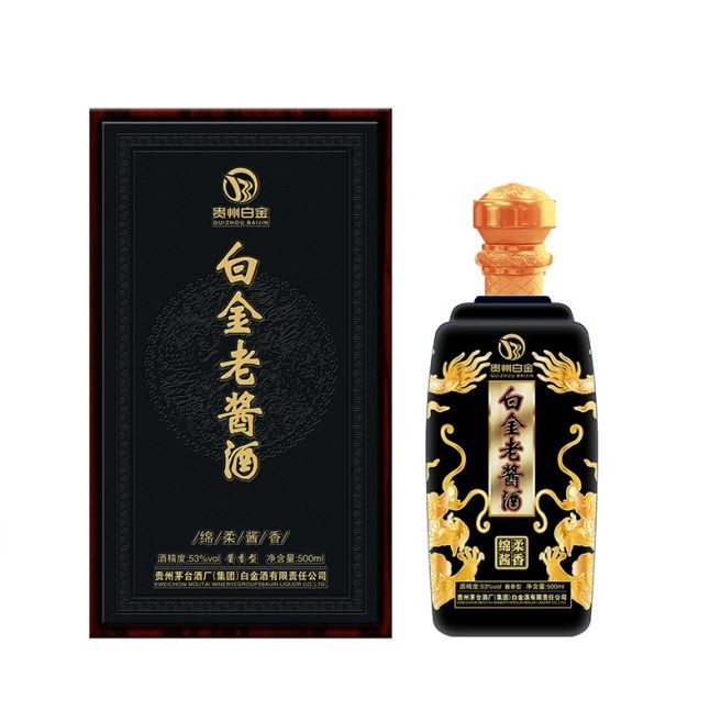 貴州茅臺集團(tuán)白金老醬酒（綿柔醬香）口感醬香型53度白酒500ml單瓶裝