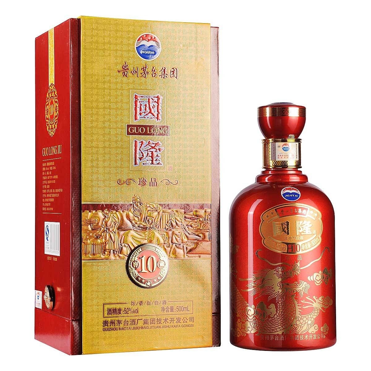 貴州茅臺(tái)集團(tuán)國(guó)隆酒珍品10年窖藏口感濃香型52度白酒500ml單瓶裝