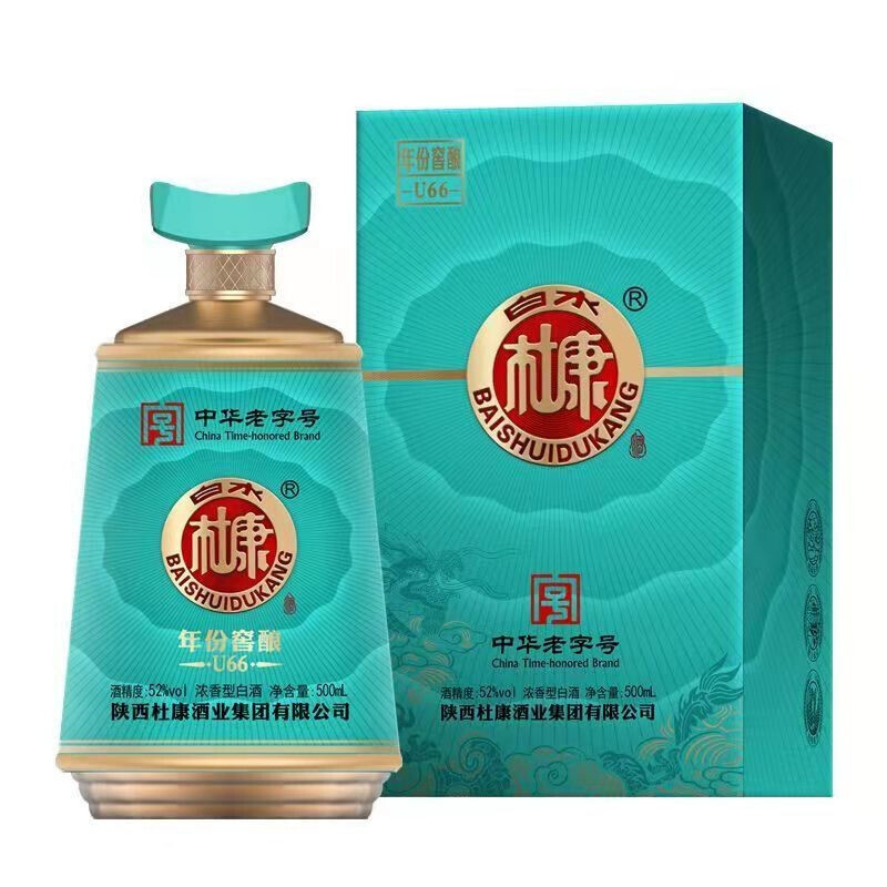 陕西白水杜康年份窖酿U66（绿）口感浓香型52度白酒500ml单瓶装