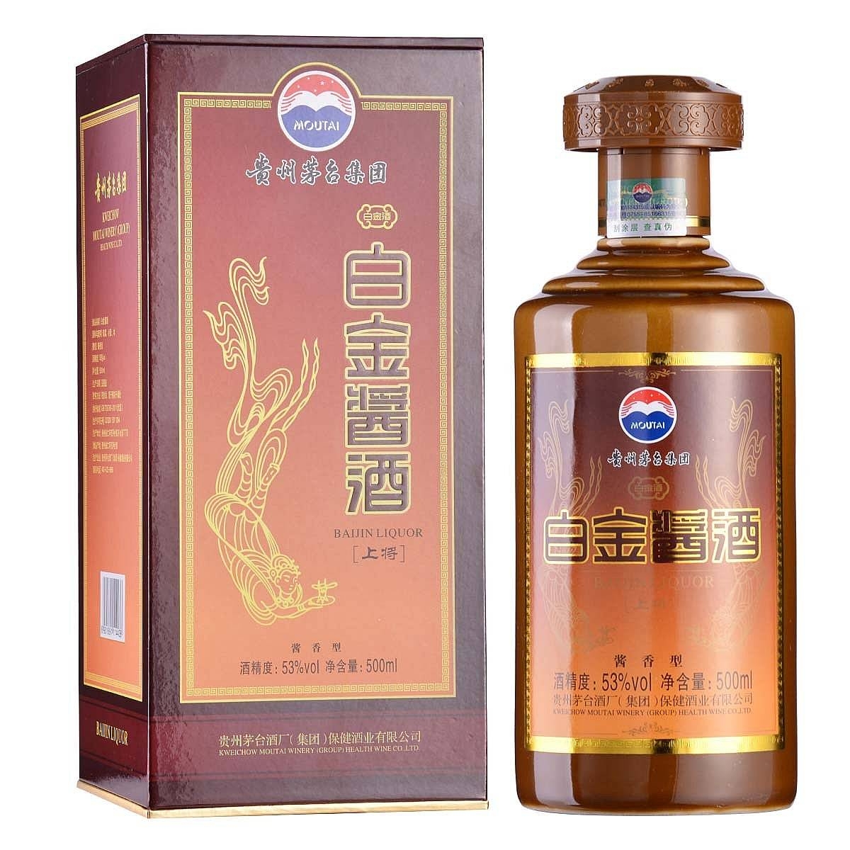 貴州茅臺(tái)集團(tuán)白金醬酒上將口感醬香型53度白酒500ml單瓶裝