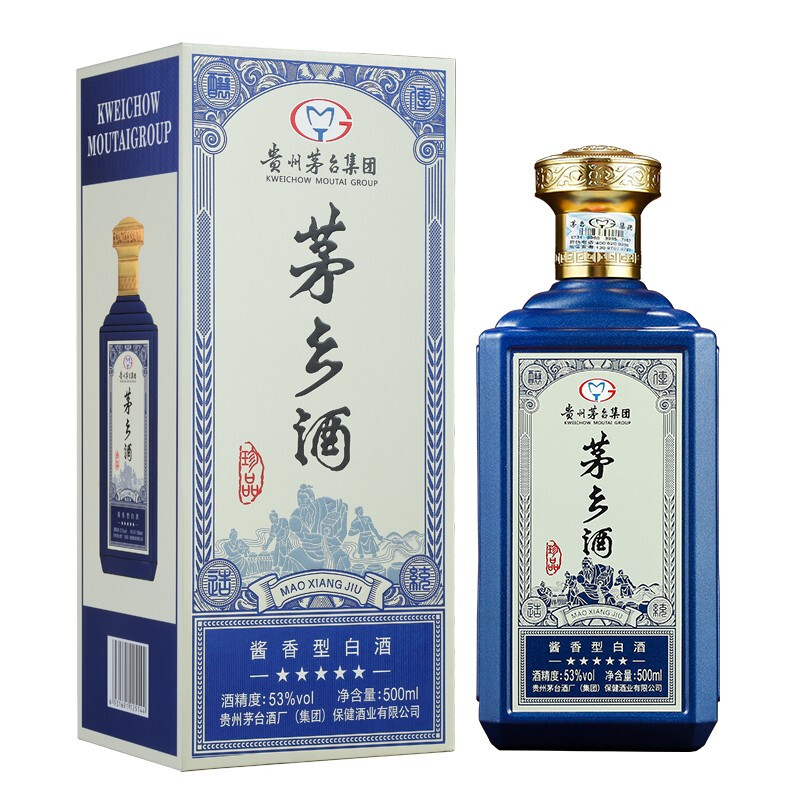 貴州茅臺集團(tuán)茅鄉(xiāng)珍品（藍(lán)色）口感醬香型53度白酒500ml單瓶裝