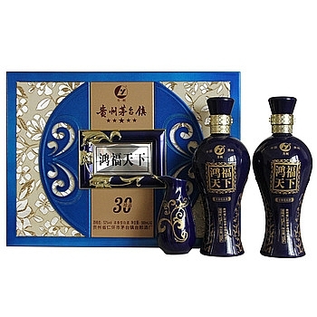 貴州茅臺集團(tuán)鴻福天下30年珍品（藍(lán)）口感濃香型52度白酒500ml*2禮盒裝