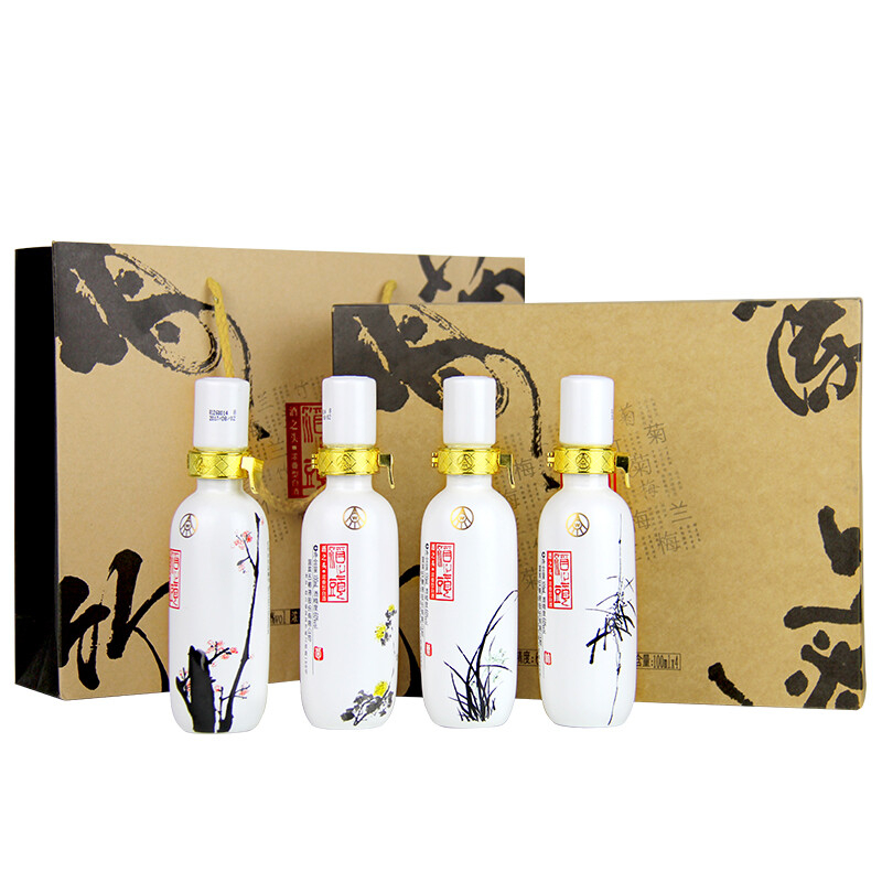 五糧液梅蘭竹菊小酒版口感濃香型60度白酒100ml*4禮盒裝