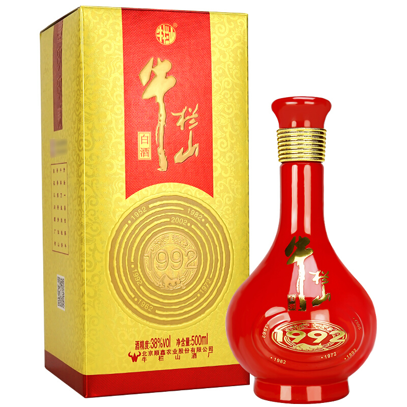 北京牛欄山酒業(yè)年輪1992二鍋頭38度濃香型500ml單瓶裝