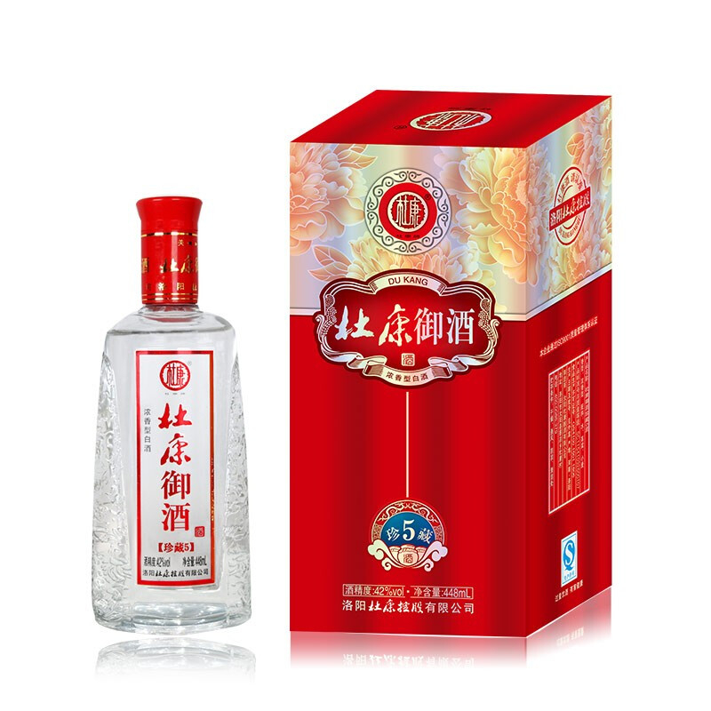 杜康酒御酒珍藏5年口感濃香型42度白酒448ml單瓶裝