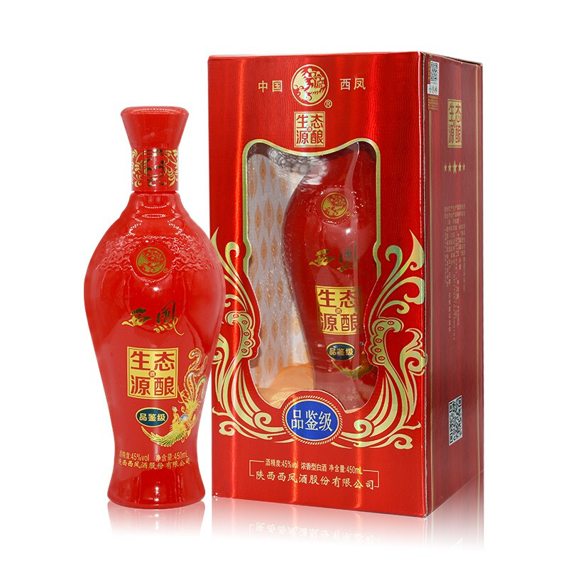 陜西西鳳酒生態(tài)源釀品鑒級(jí)口感濃香型45度白酒450ml單瓶裝