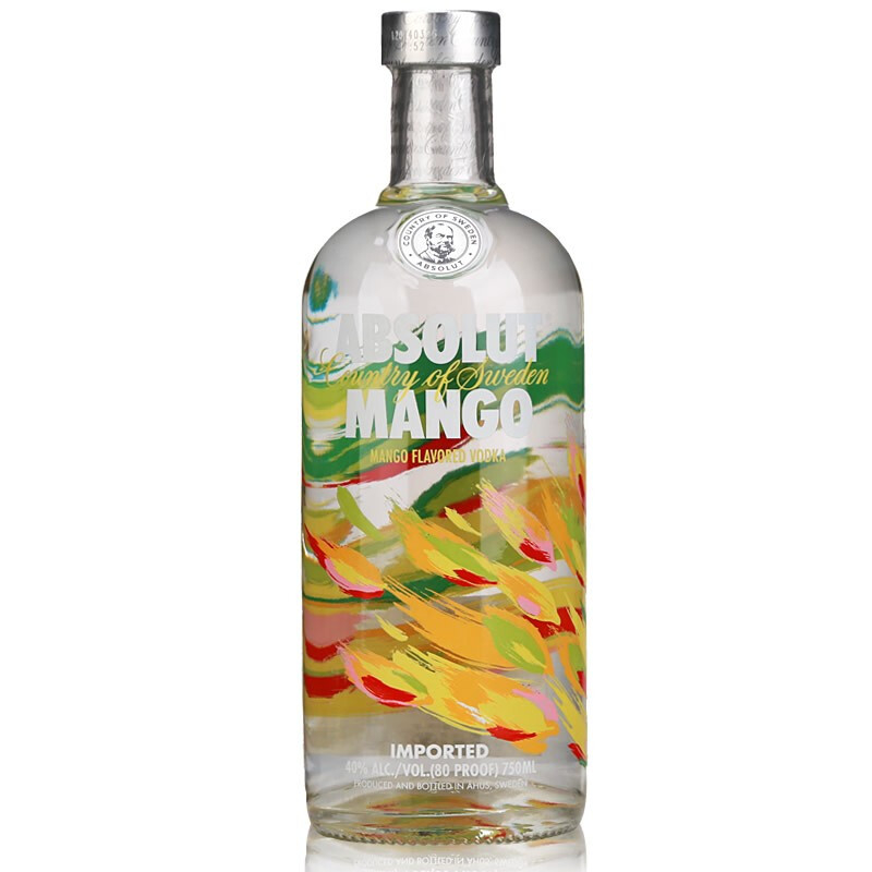 绝对伏特加（Absolut Vodka）洋酒芒果味40度700ml单瓶装