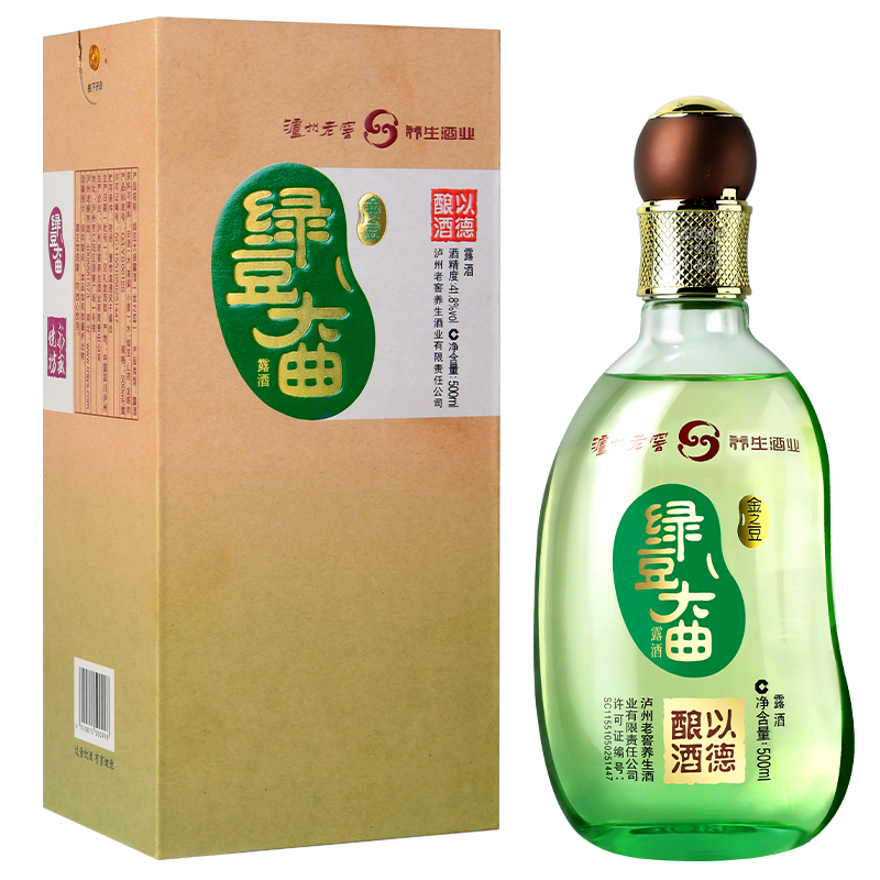 四川泸州老窖绿豆大曲金之豆418度养生露酒500ml单瓶装