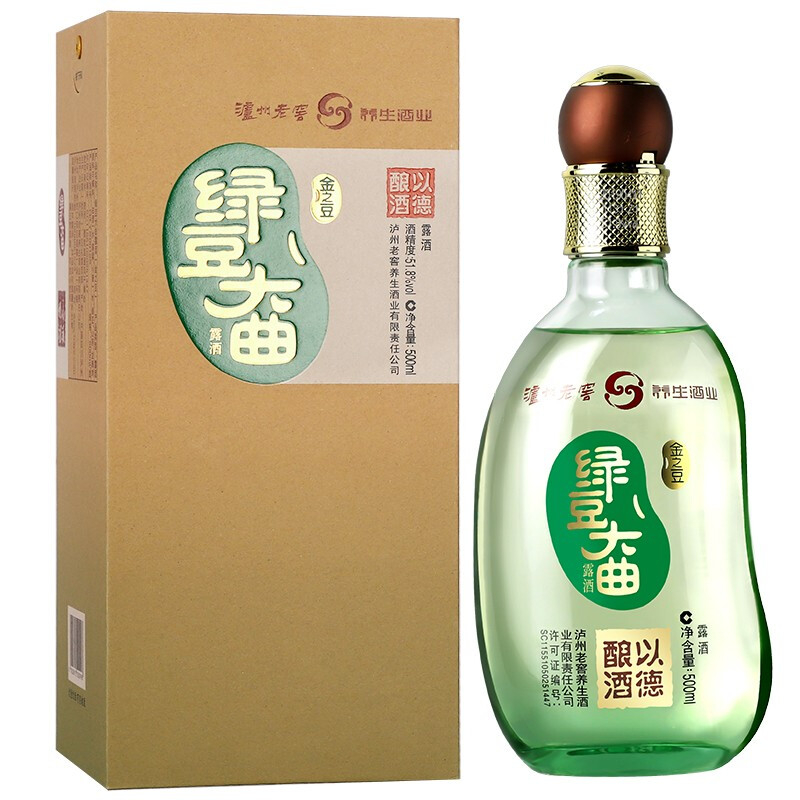 四川泸州老窖绿豆大曲金之豆518度养生露酒500ml单瓶装