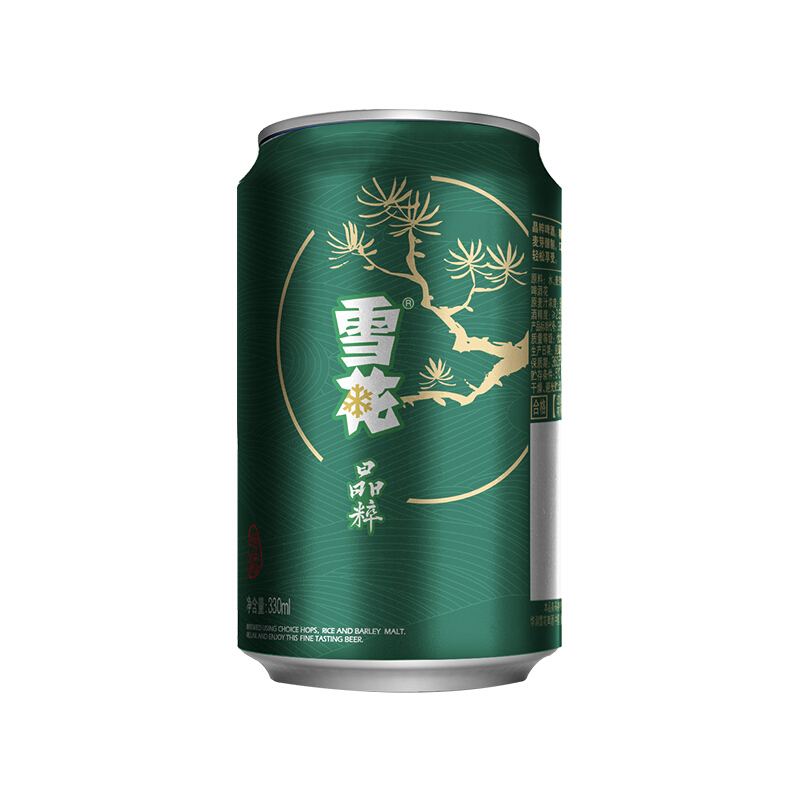 雪花（SNOW）啤酒晶粹8度330ml*24听一箱单罐