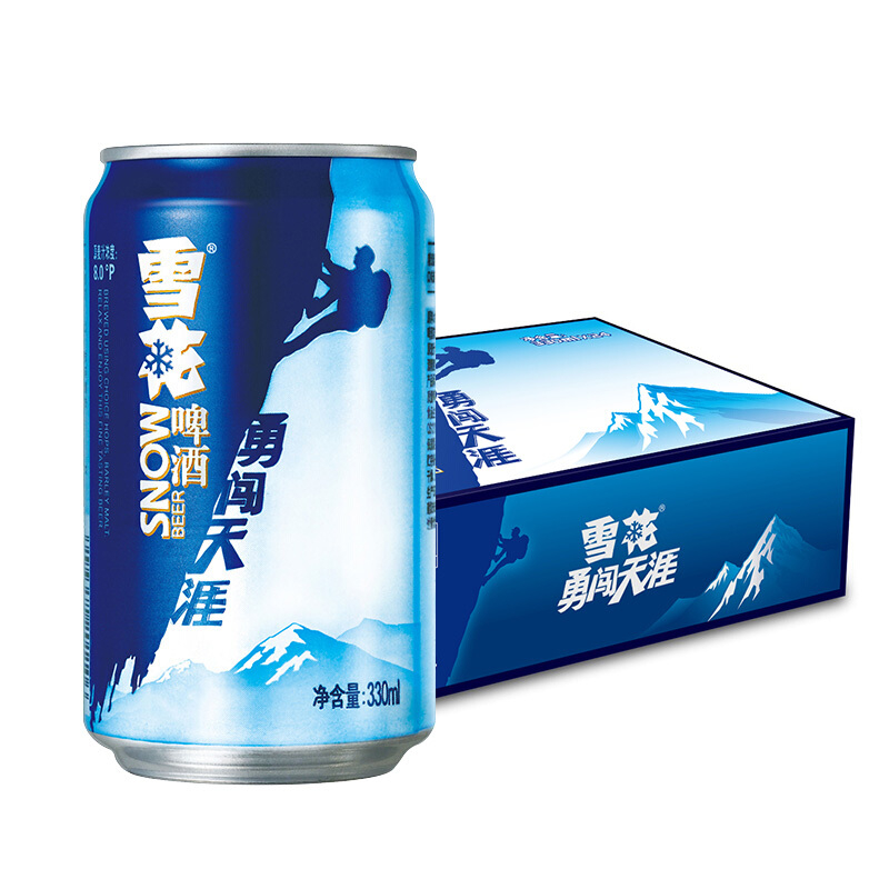 雪花（SNOW）啤酒勇闯天涯8度330ml*24听一箱单罐