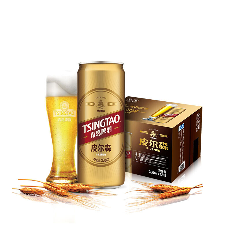 青岛啤酒（Tsingtao）皮尔森 105度330ml*12听