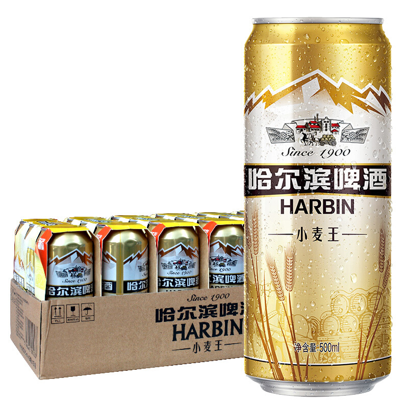 哈爾濱（Harbin）小麥王啤酒500ml*18聽(tīng)一箱單罐