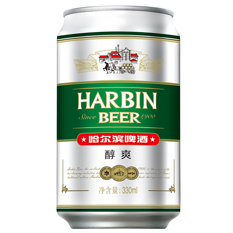 哈尔滨（Harbin）醇爽啤酒330ml*24听一箱单罐