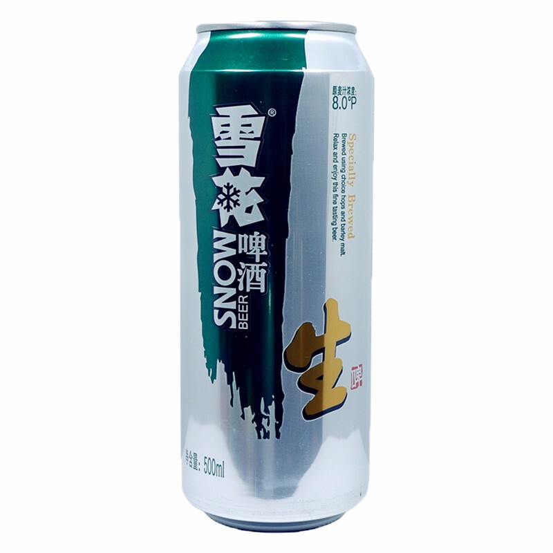 雪花（SNOW）啤酒生啤8度500ml*12聽一箱單罐