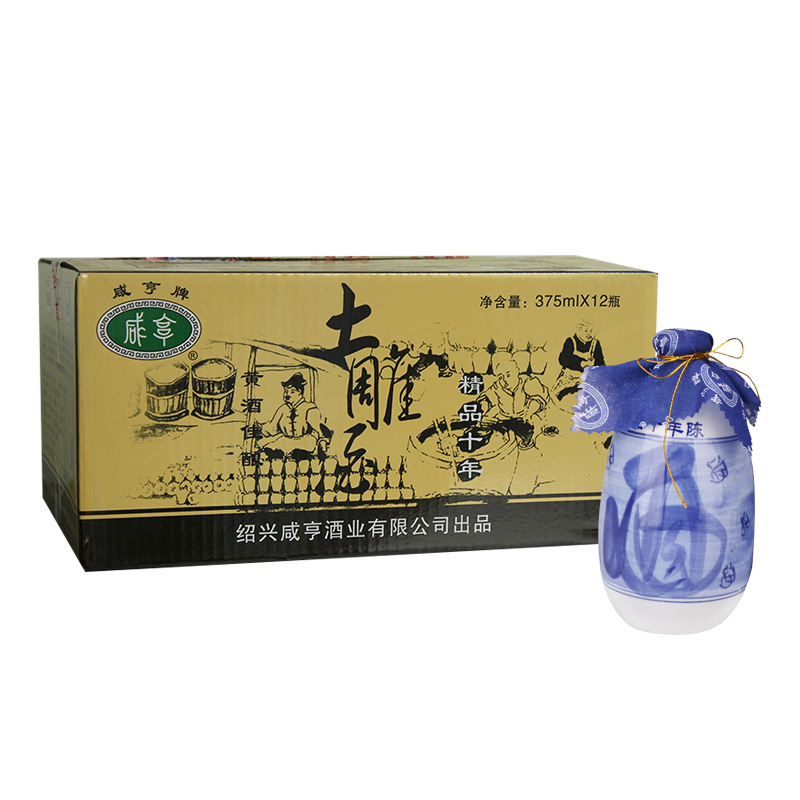 咸亨 土雕精品 十年陈 半甜型 绍兴黄酒 375ml*12坛 整箱装