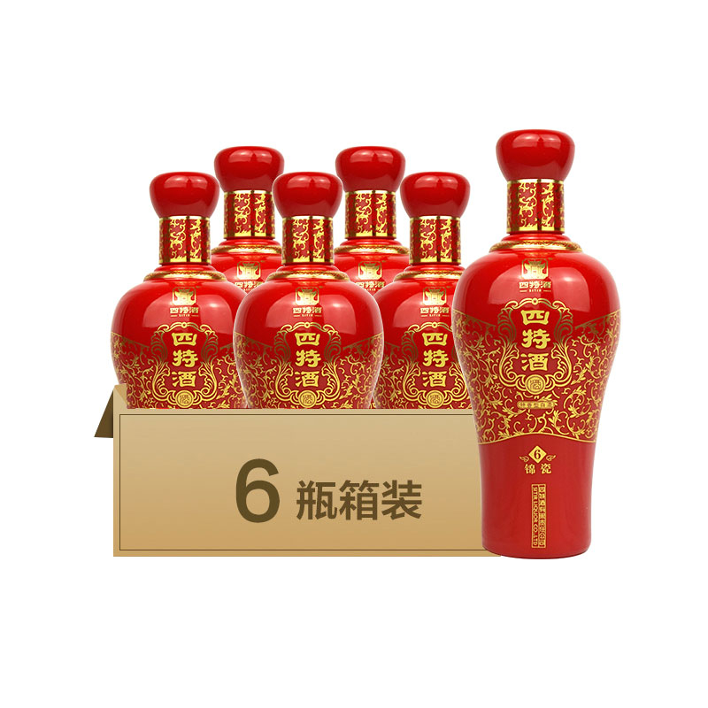 四特红锦瓷H6 52度特香型白酒500ml