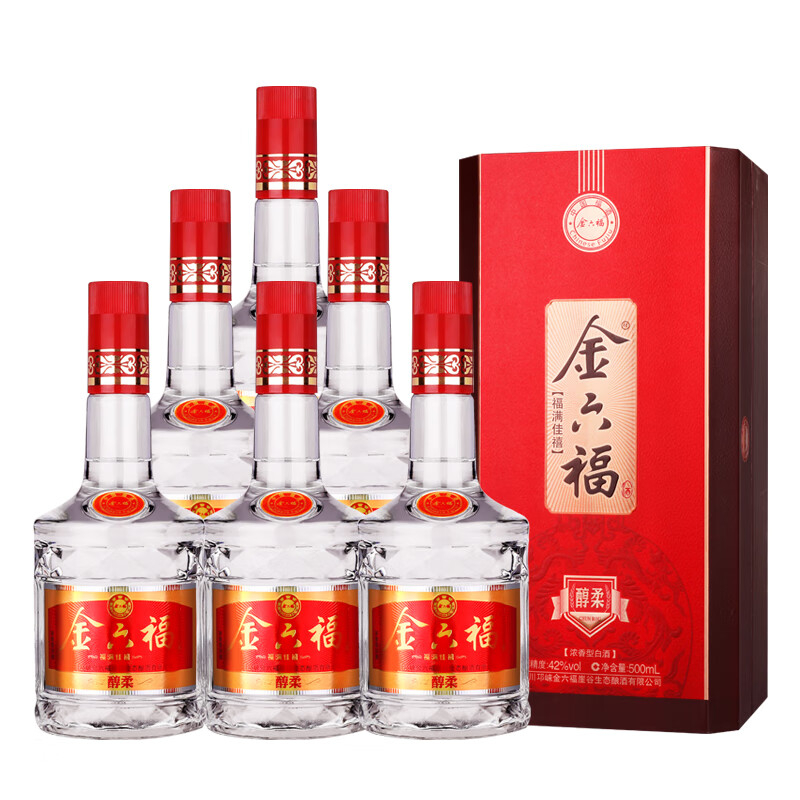 金六福福滿(mǎn)佳禧醇柔50度濃香型白酒500ml