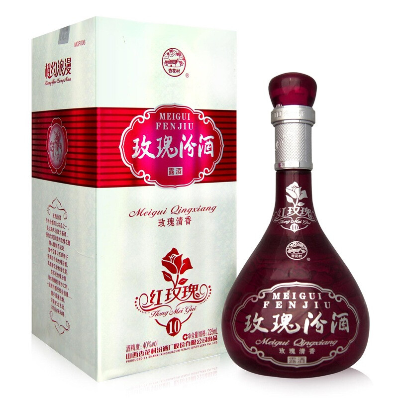 汾酒集團玲瓏紅玫瑰汾酒露酒口感玫瑰清香型40度白酒225ml單瓶裝