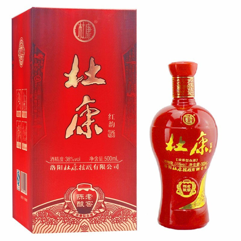 杜康陳釀老窖紅韻紅瓶喜酒38度口感濃香型500ml單瓶裝