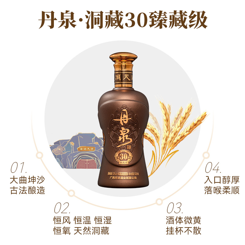 丹泉 洞藏30臻藏级 53度白酒 500ml*6整箱装