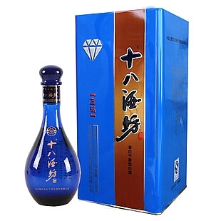 河北省衡水老白干十八酒坊蓝钻（蓝盒）口感干香型428度白酒500ml单瓶装