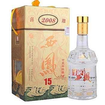 陕西西凤酒15年陈酿喜迎2008口感浓香型45度白酒500ml单瓶装