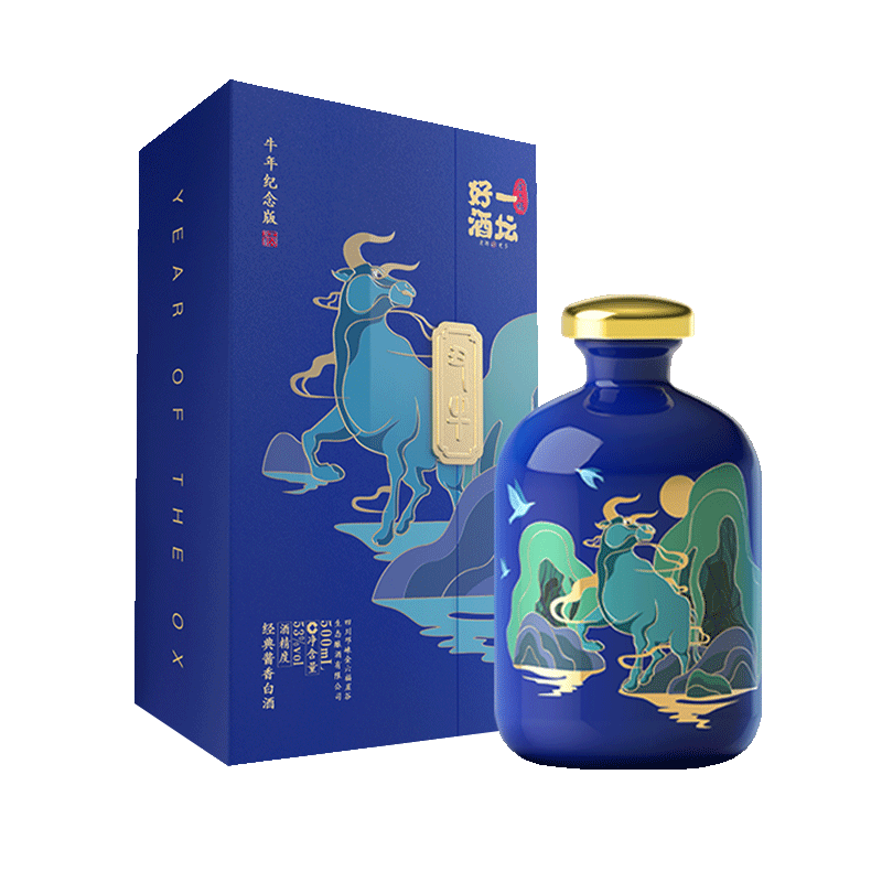 金六福一坛好酒牛年纪念版53度酱香型白酒500ml