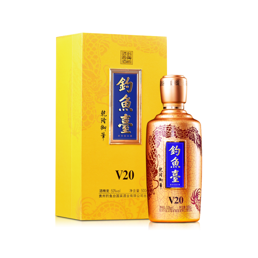 贵州钓鱼台V20酒53度酱香型500ml单瓶装