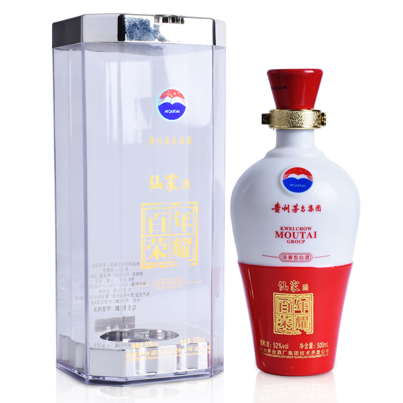 貴州茅臺集團(tuán)2008年百年榮耀仙家酒口感濃香型52度白酒500ml單瓶裝