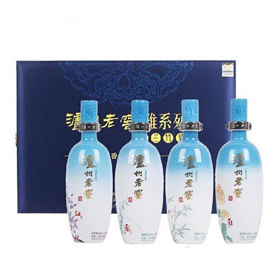 四川瀘州老窖梅蘭竹菊雅系列酒口感濃香型52度白酒500ml*4禮盒套裝