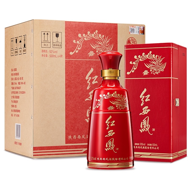 西凤 红西凤 52度白酒 500ml*4