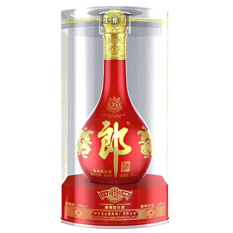 郎酒紅花郎15（十五）53度醬香型白酒500ml單瓶