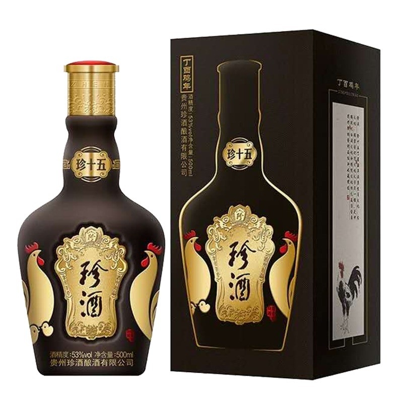 贵州珍酒珍十五生肖鸡年53度酱香型白酒 500ml