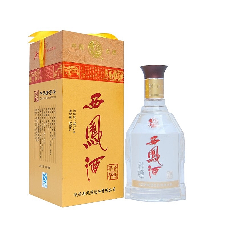 陜西西鳳酒2007年金色年華口感綿柔鳳香型45度白酒500ml單瓶裝