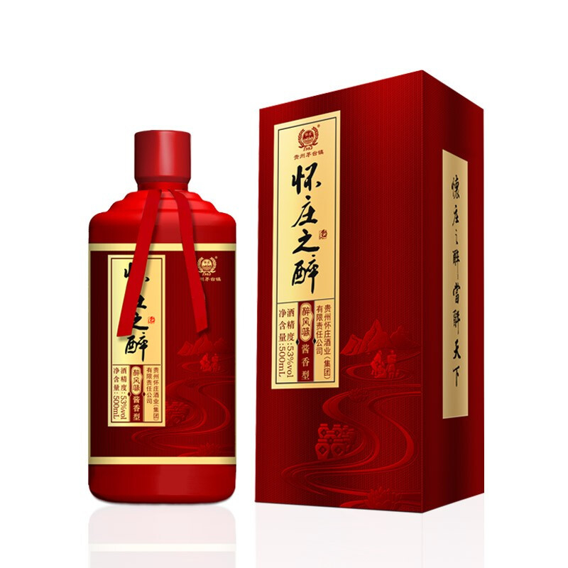 茅臺(tái)鎮(zhèn)懷莊之醉醉風(fēng)騷紅色款53度醬香型500ml單瓶裝